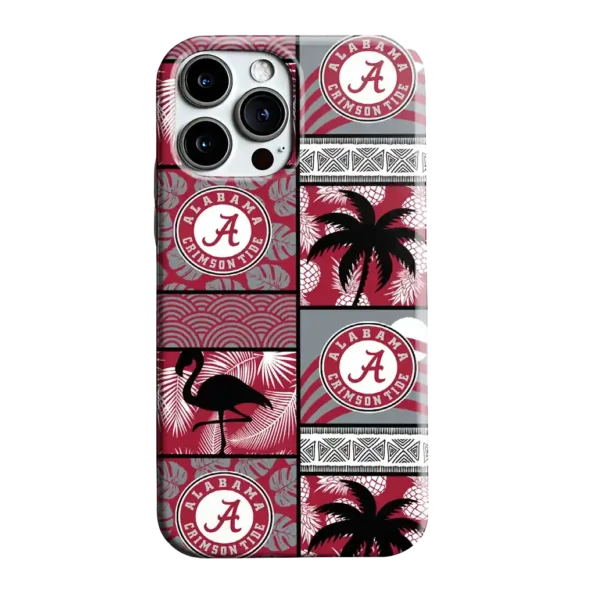 alabama crimson tide flamingo palm trees crimson phone case best selling