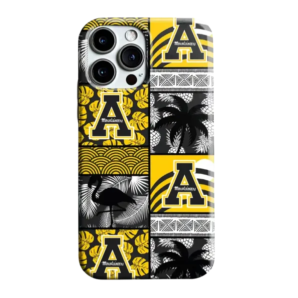 appalachian state mountaineers flamingo palm trees black phone case best selling