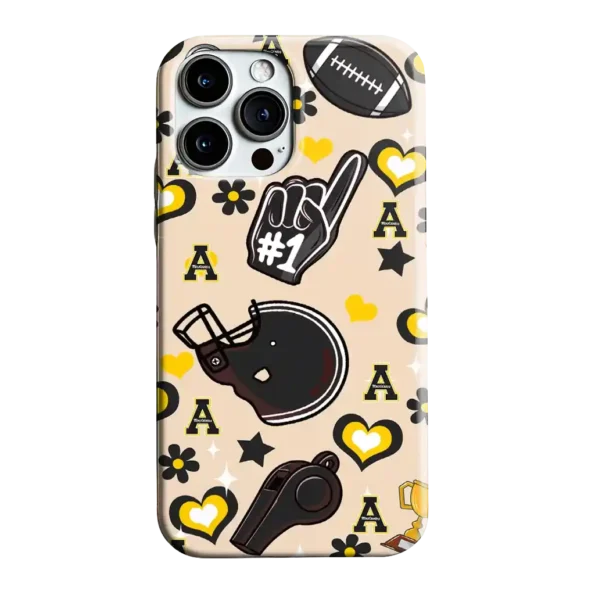 appalachian state mountaineers helmet hearts black cream phone case best selling