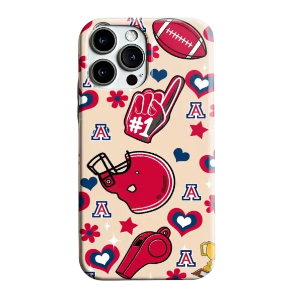 arizona wildcats helmet hearts red cream phone case best selling