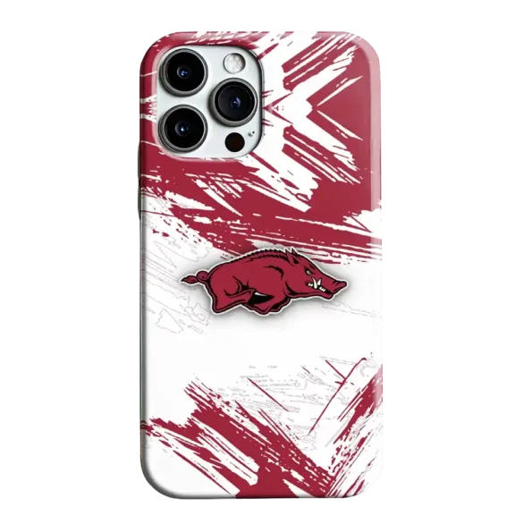 arkansas razorbacks brushstroke clash red white phone case best selling