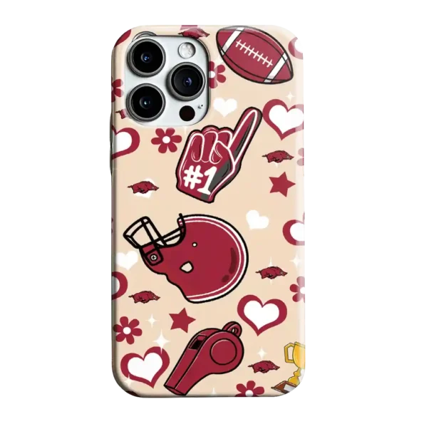 arkansas razorbacks helmet hearts red cream phone case best selling