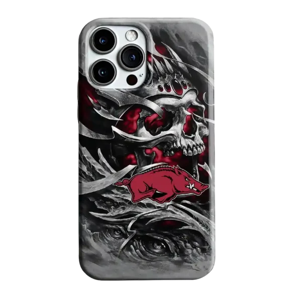 arkansas razorbacks skull blades red gray phone case best selling