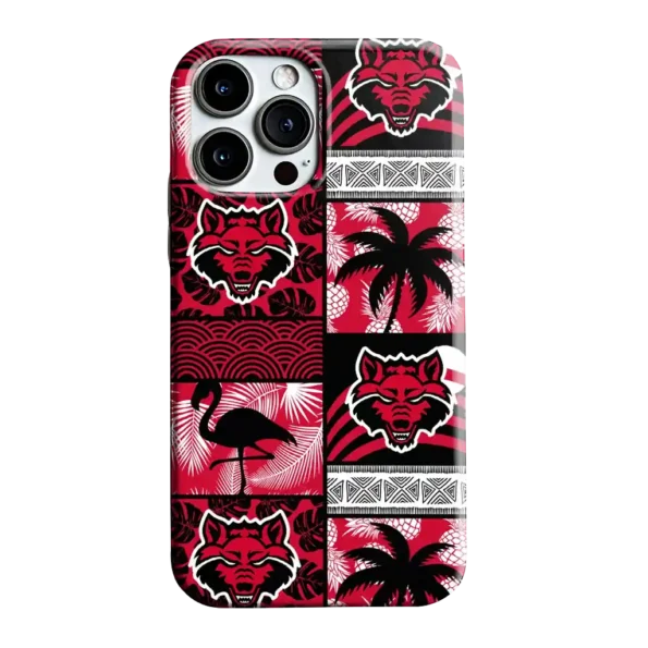 arkansas state red wolves flamingo palm trees scarlet phone case best selling
