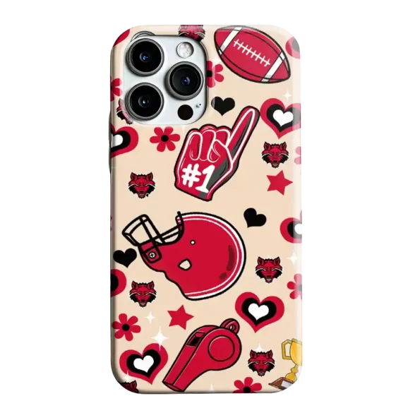 arkansas state red wolves helmet hearts scarlet cream phone case best selling