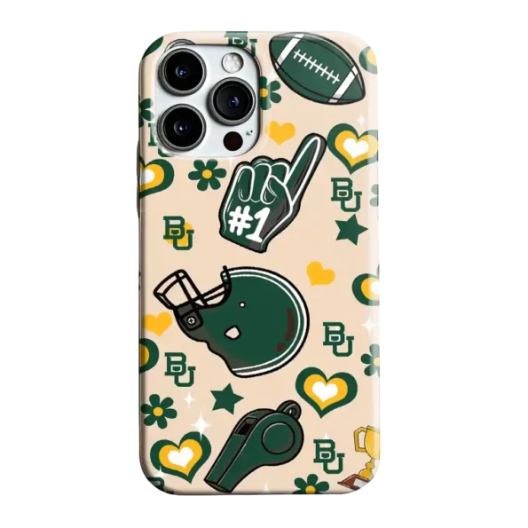 baylor bears helmet hearts green cream phone case best selling