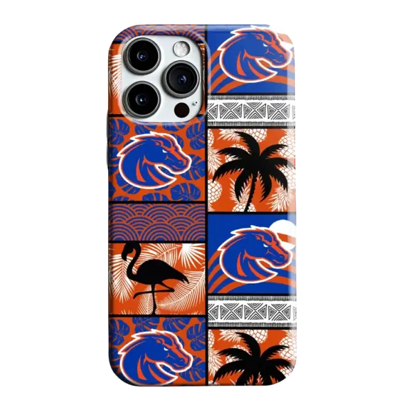 boise state broncos flamingo palm trees orange phone case best selling