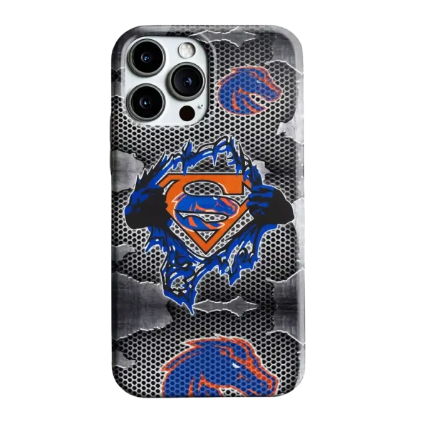 boise state broncos superman emblem burst gray phone case best selling