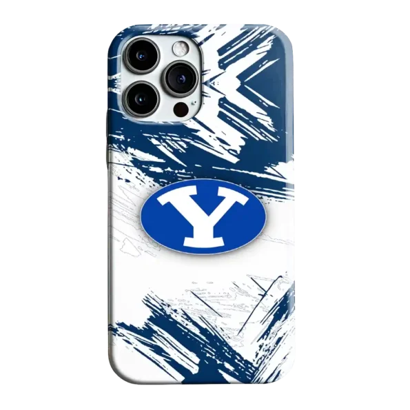 byu cougars brushstroke clash blue white phone case best selling