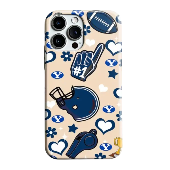 byu cougars helmet hearts blue cream phone case best selling