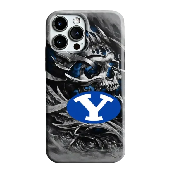 byu cougars skull blades blue gray phone case best selling