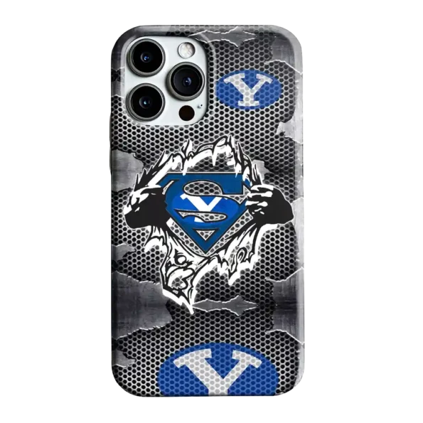 byu cougars superman emblem burst gray phone case best selling