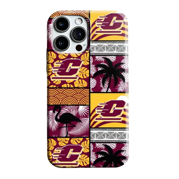 central michigan chippewas flamingo palm trees maroon phone case best selling