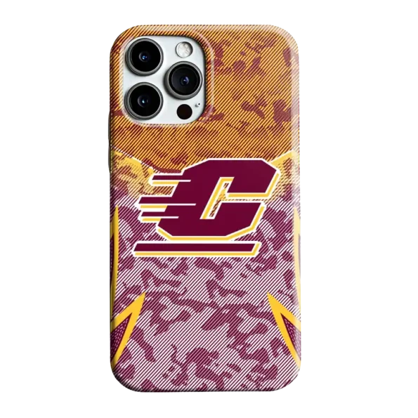 central michigan chippewas striped overlay maroon phone case best selling