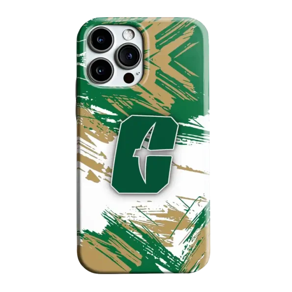 charlotte 49ers brushstroke clash green white phone case best selling