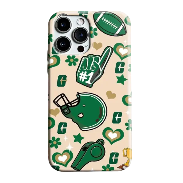charlotte 49ers helmet hearts green cream phone case best selling