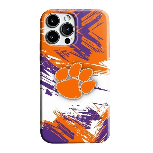 clemson tigers brushstroke clash orange white phone case best selling