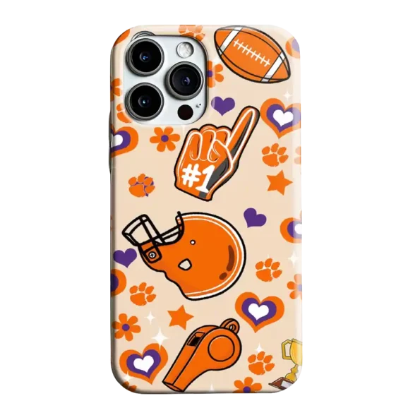 clemson tigers helmet hearts orange cream phone case best selling