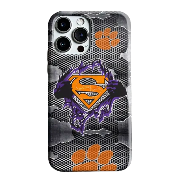 clemson tigers superman emblem burst gray phone case best selling