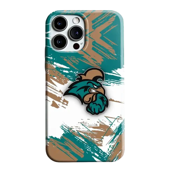 coastal carolina chanticleers brushstroke clash green white phone case best selling