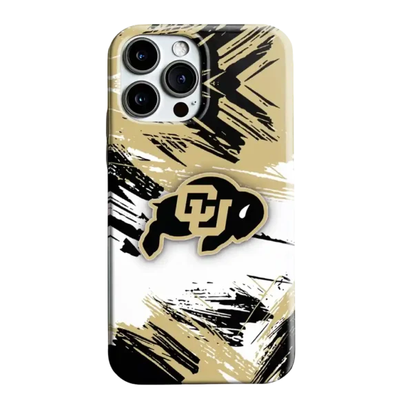 colorado buffaloes brushstroke clash gold white phone case best selling