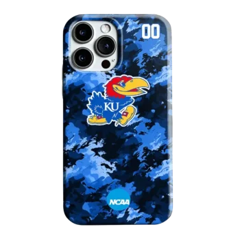 Custom Kansas Jayhawks Camo Abstract Blue Phone Case