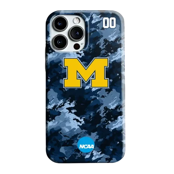 custom michigan wolverines camo abstract blue phone case best selling