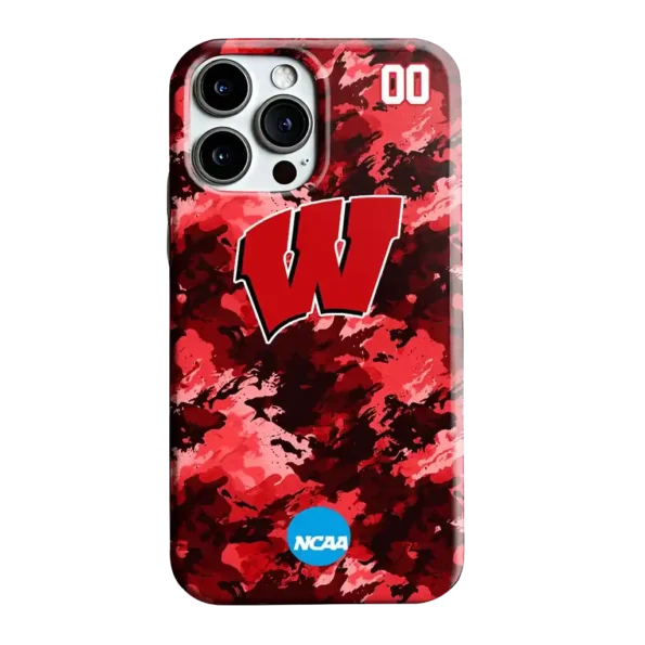 custom wisconsin badgers camo abstract red phone case best selling