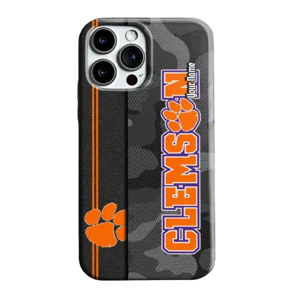 customized clemson tigers camouflage stealth orange gray phone case best selling