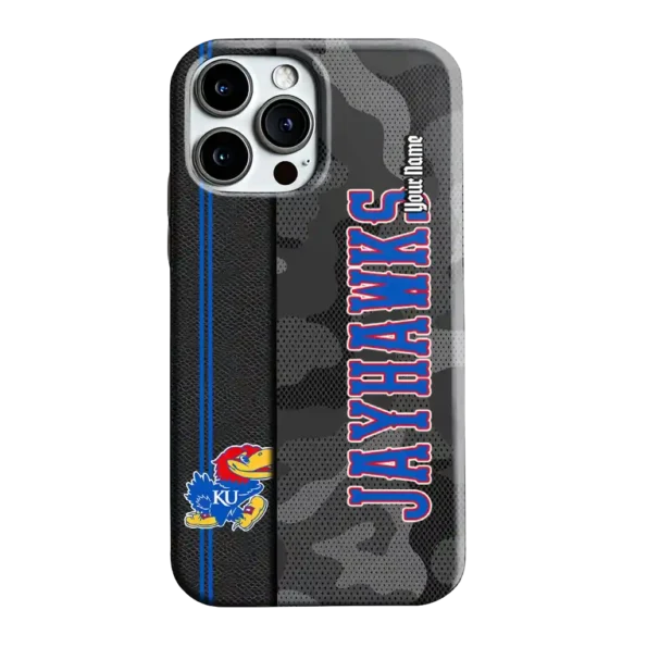customized kansas jayhawks camouflage stealth blue gray phone case best selling