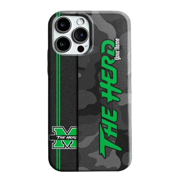 customized marshall thundering herd camouflage stealth green gray phone case best selling