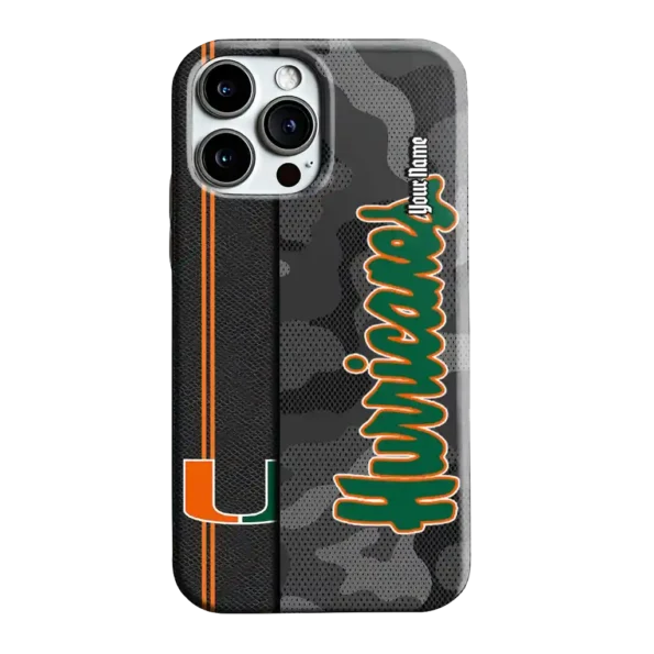 customized miami hurricanes camouflage stealth orange gray phone case best selling