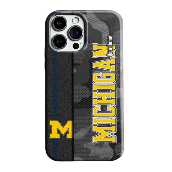 customized michigan wolverines camouflage stealth blue gray phone case best selling