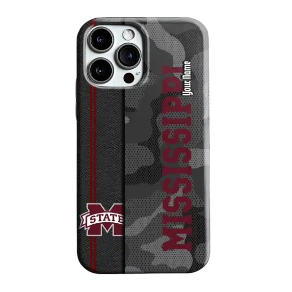 customized mississippi state bulldogs camouflage stealth maroon gray phone case best selling