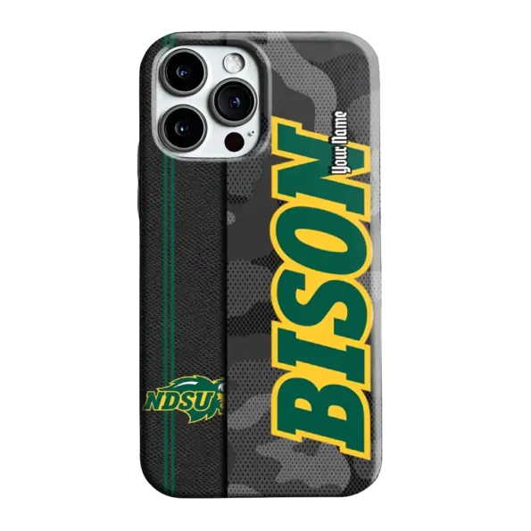 customized north dakota state bison camouflage stealth green gray phone case best selling
