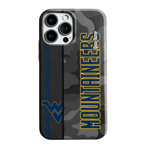 customized west virginia mountaineers camouflage stealth blue gray phone case best selling