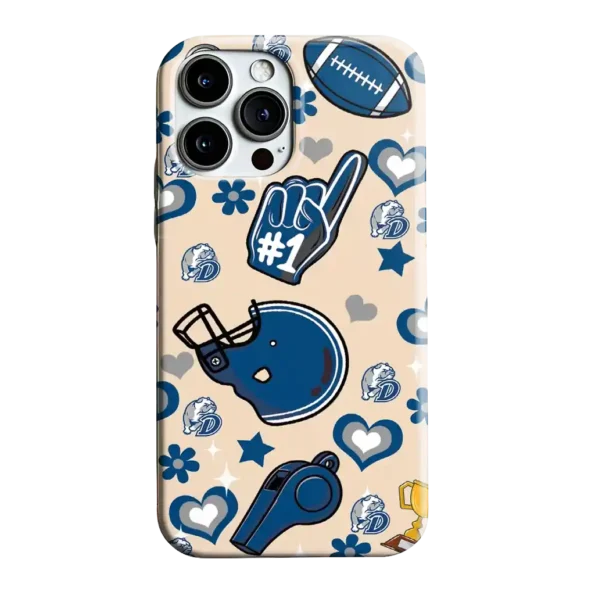 drake bulldogs helmet hearts blue cream phone case best selling
