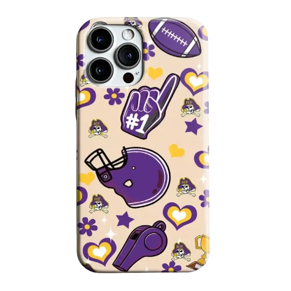 east carolina pirates helmet hearts purple cream phone case best selling