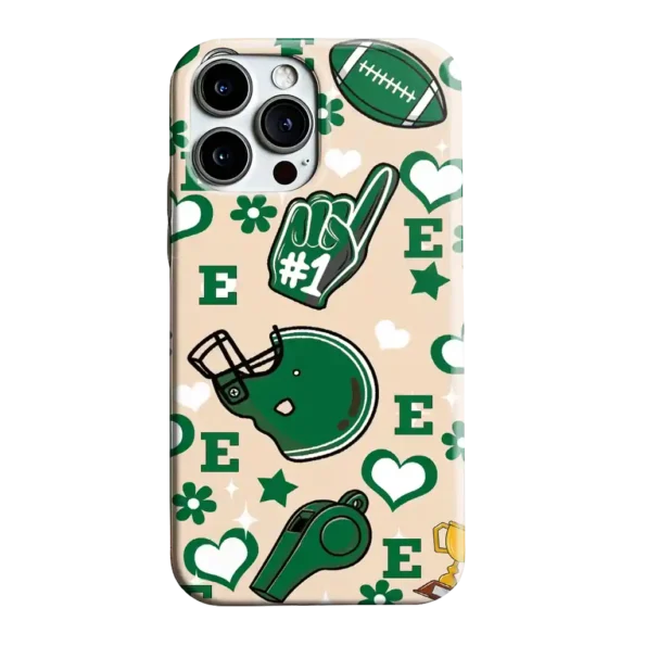 eastern michigan eagles helmet hearts green cream phone case best selling