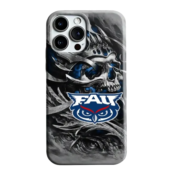 florida atlantic owls skull blades blue gray phone case best selling