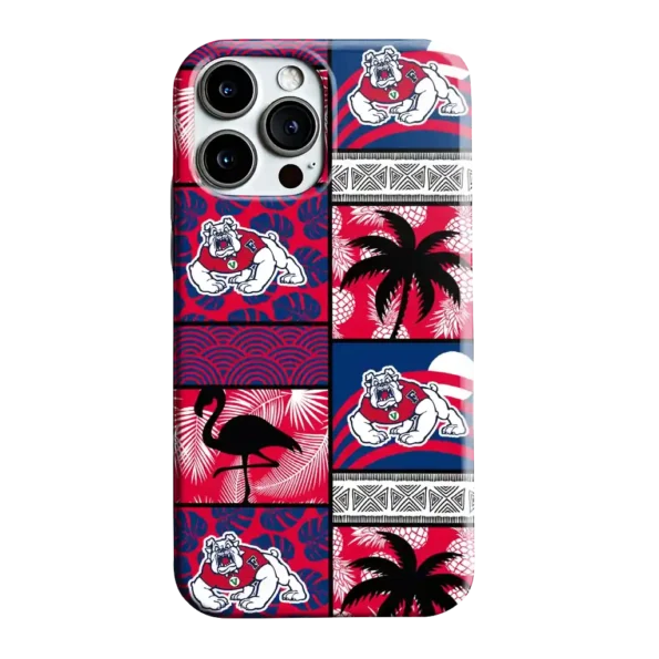 fresno state bulldogs flamingo palm trees red phone case best selling