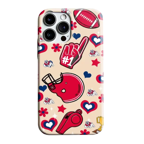 fresno state bulldogs helmet hearts red cream phone case best selling