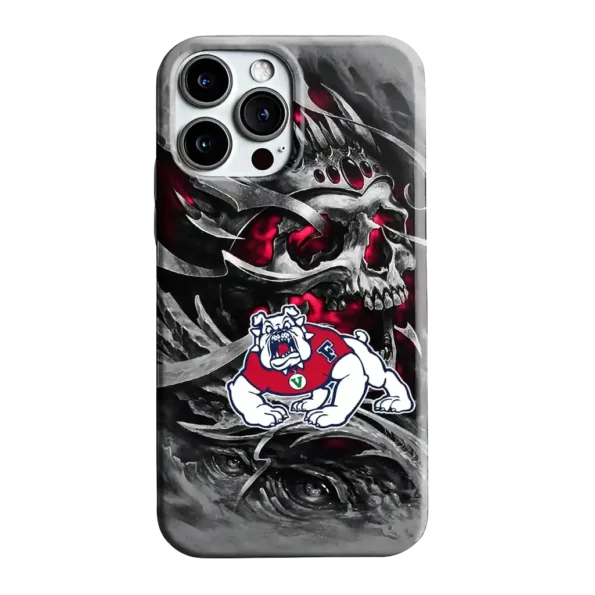 fresno state bulldogs skull blades red gray phone case best selling