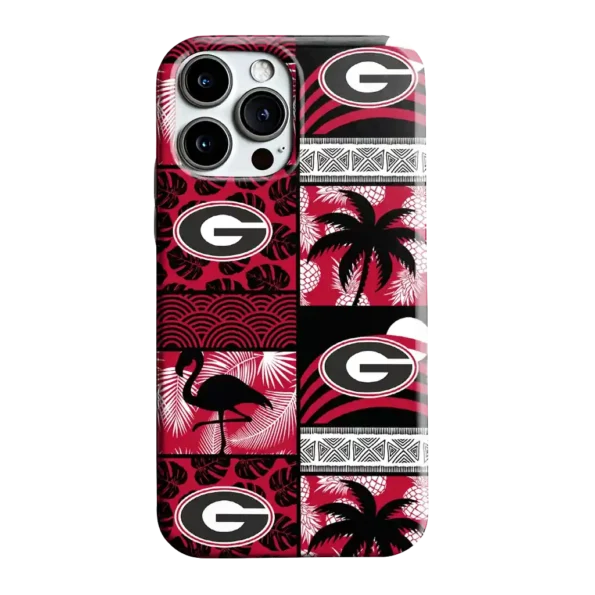 georgia bulldogs flamingo palm trees red phone case best selling