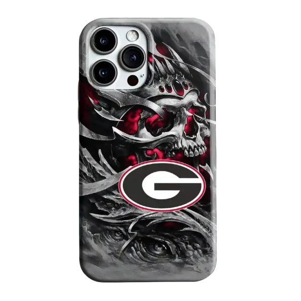 georgia bulldogs skull blades red gray phone case best selling