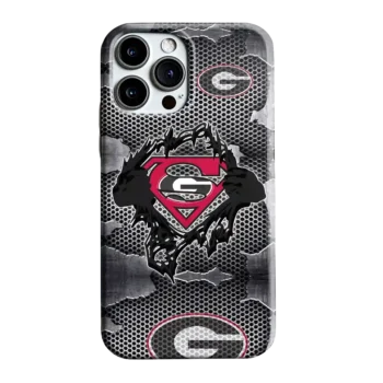 Georgia Bulldogs Superman Emblem Burst Gray Phone Case