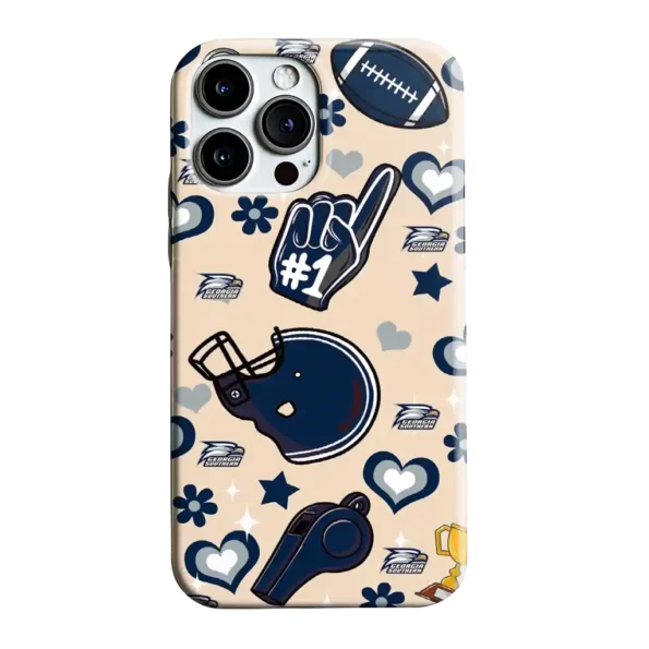 georgia southern eagles helmet hearts blue cream phone case best selling