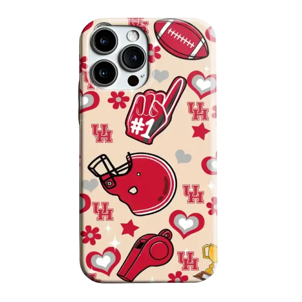 houston cougars helmet hearts red cream phone case best selling