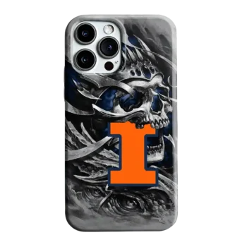 Illinois Fighting Illini Skull Blades Blue Gray Phone Case