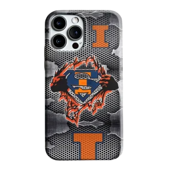Illinois Fighting Illini Superman Emblem Burst Gray Phone Case